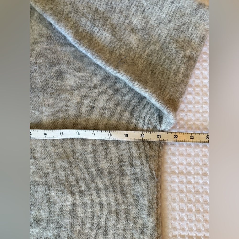 Sundry Light Gray V-Neck Sweater with Pastel Stripe Sleeve - Picture 7 of 9